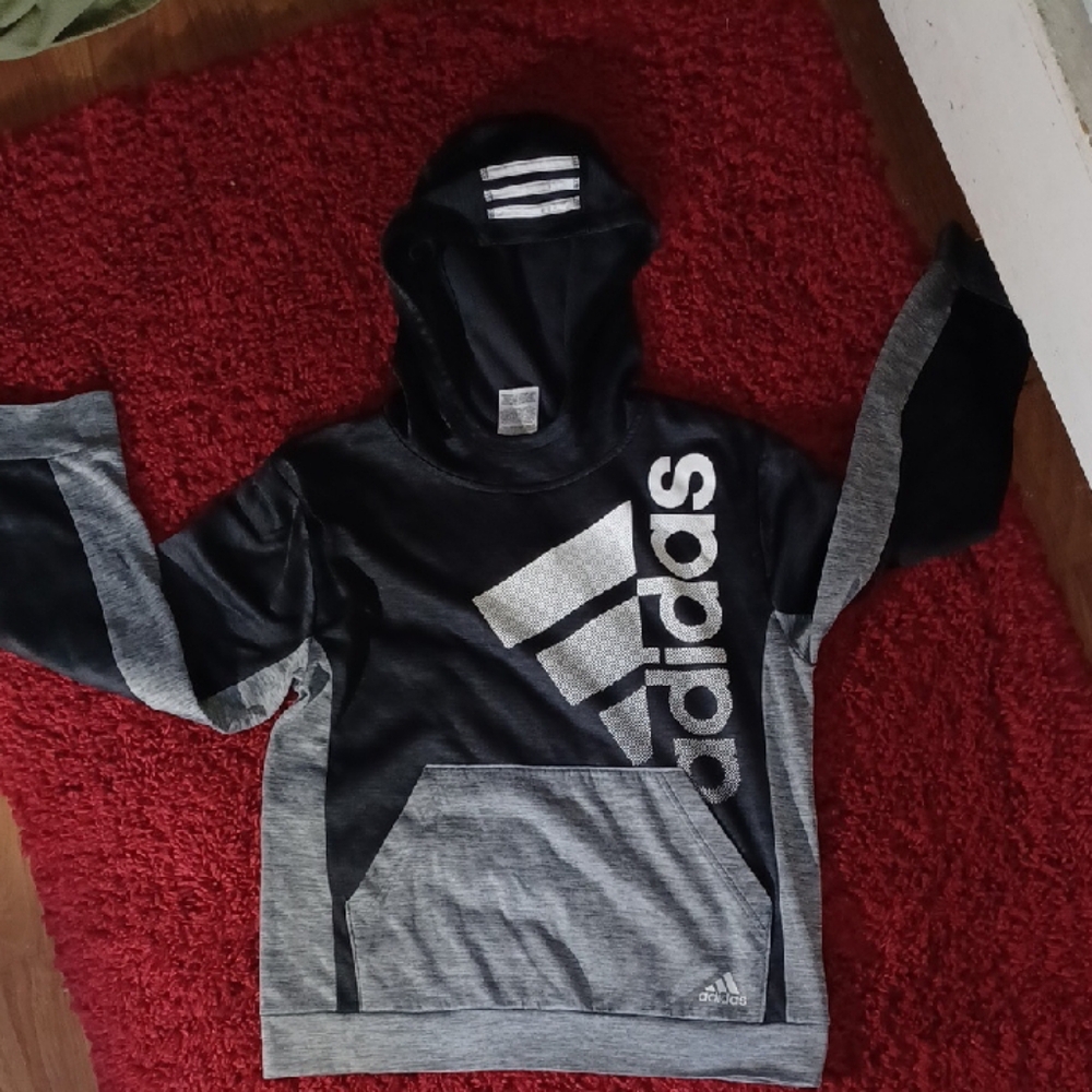 Adidas Black and Gray Logo Hoodie